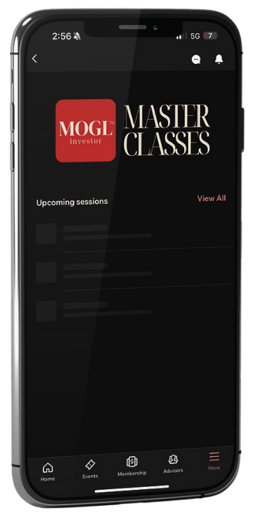 MOGL Investor App shown on a smartphone